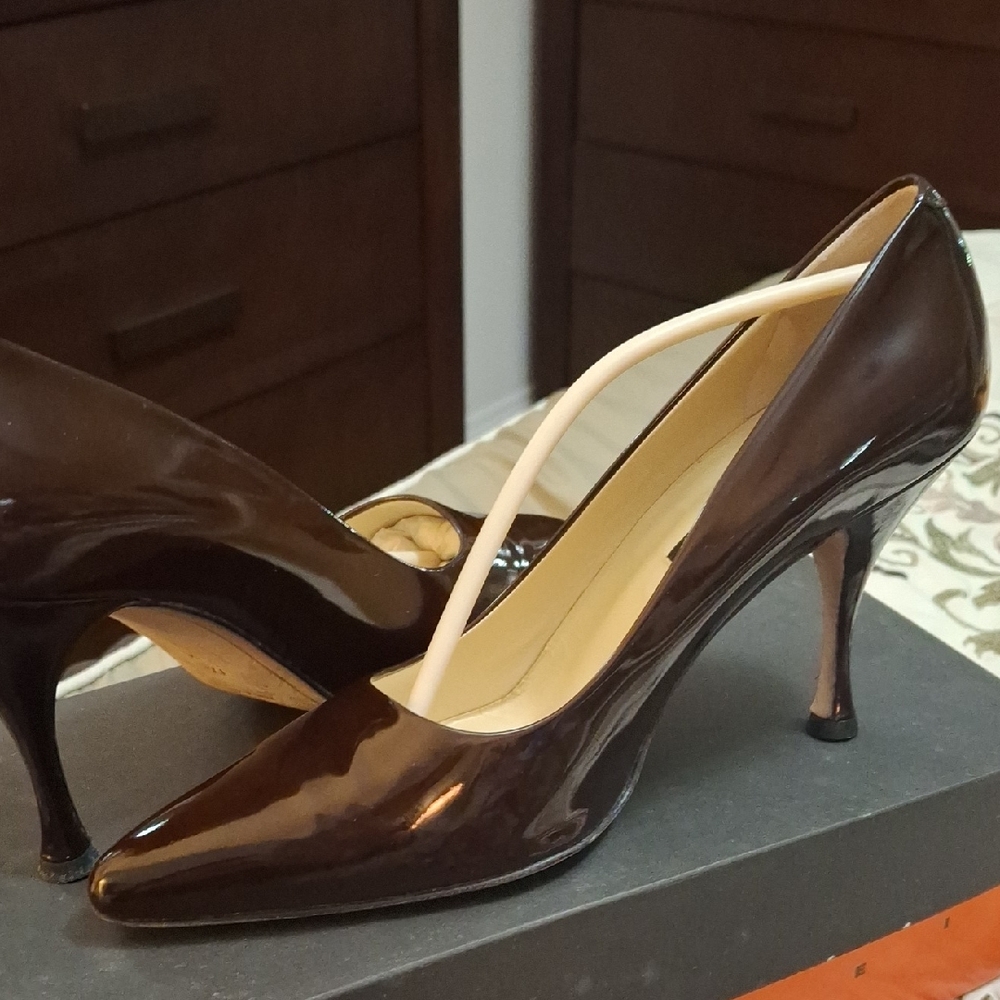 Anne Klein Dark Brown Patent Heels